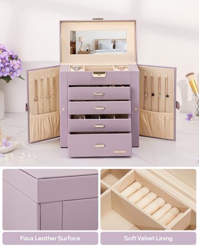 Homde Large Jewelry Box for Women: 5-Layer Organizer with Lock for Dresser - Image 6