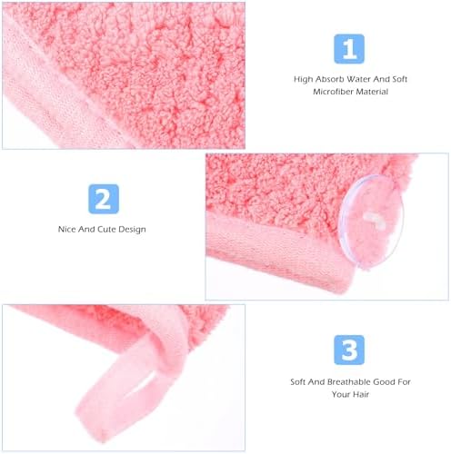 ibasenice Plush Salon Dry Hair Hat Wrap with Button for Wet Hair - Image 3