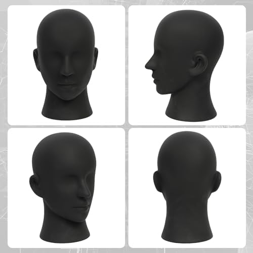 Male Mannequin Head Professional PVC Manikin Head for Display Wigs Hats Headphone Mask Sunglasses Scarf Jewelry Display Stand (Matte Black) - Image 3