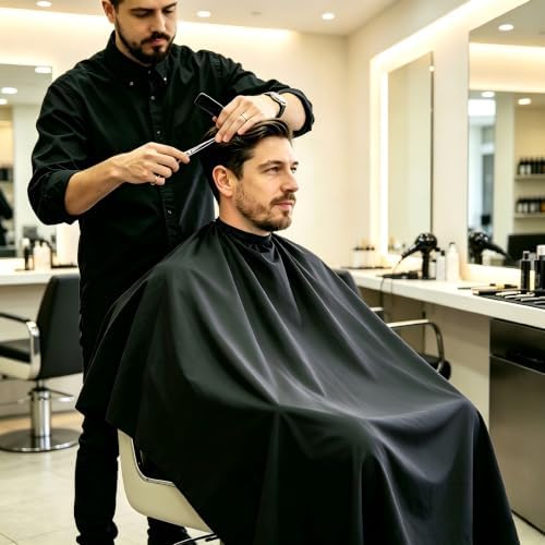 Barber Cape for Hair Cutting Dye Color, with Neck Duster Brush - Image 5
