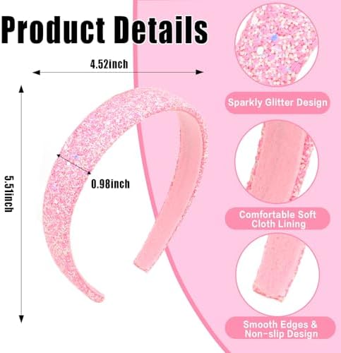 Headbands for Girls, 3 Pack Sparkly Glitter Toddler Girls Headbands - Image 2