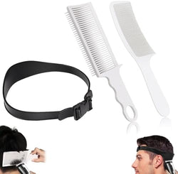 Fade Hair Trimming Guide for Men Haircut, Adjustable Silicone Curved Haircut Band, Curved Positioning Comb and Flat Top Comb for Home DIY Haircuts, Self Haircut Kit Guide Salon Styling Tools by FOWSRHRG