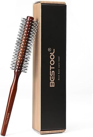 BESTOOL Small Brush for Short and Medium Hair, Blow Drying, Men's Beard Styling, Professional Smoothing and Curling Brush (Reddish brown) by BESTOOL