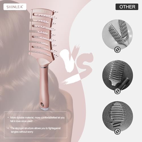 SHINLEA Detangling Brush for Curly Hair, Vented Curved Detangler Brush Faster Blow Drying, Wet Dry Hair Brush for Thick Wavy Fine Hair, Hairbrush for Women Men Kids - Image 6