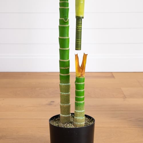 Nearly Natural 6ft Golden Cane Palm Tree, Artificial Double Stalk with Lifelike Leaves, Bendable Branches, Includes Nursery Planter, Ideal for Indoor Decor, Vibrant Green - Image 5