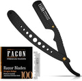 Facón Straight Razors for Men - Professional Barber Straight Edge Razor Kit with 100 Blades, Classic Stainless Steel Barbero Shaver for a Smooth & Precise Shave, Premium Barber Razor for Men's Shaving by Fac%C3%B3n