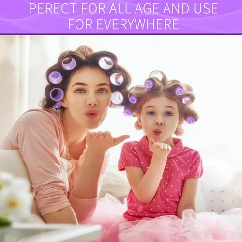 Hair Rollers, 12 Pack Self Grip Salon Hairdressing Curlers, DIY Curly Hairstyle, Large Rollers1.57In Purple - Image 7