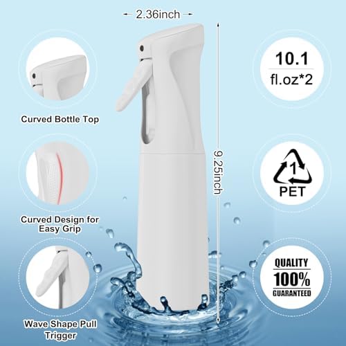 IMPORX Continuous Spray Bottle for Hair 2 Pack (10.1oz/300ml) White - Image 2