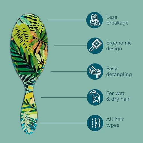 Wet Brush Original Detangler Hair Brush, Flexible Bristles Gently Detangle All Hair Types, Works on Wet or Dry Strands, Ergonomic Handle, Reduces Breakage, Limited Edition, Tropical Oasis Green Jungle - Image 3