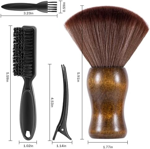 SALONSILK Barber Neck Duster Shaving Brush Set, 5 in 1 Professional Barber Accessories Cleaning Supplies, Hair Cutting Cleaning Hairbrush Styling Tool - Image 2