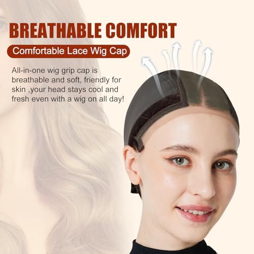 Xiushumyi Lace Wig Cap for Women,Adjustable Wig Grip Cap with Grip Band for Keeping Wigs In Place,Non Slip Caps Make Your Wigs Be Glueless(Brown) - Image 5