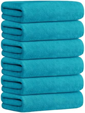 JML Microfiber Bath Towels, Teal, 30" x 60", Set of 6 by JML