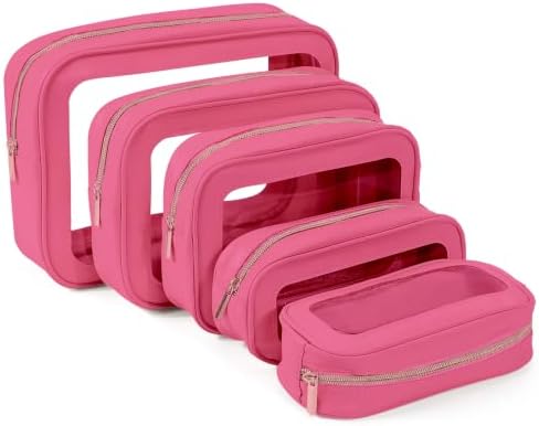 YOPCDJ 5PCS Diaper Bag Organizer Pouch, Clear TPU Waterproof Organizer Zipper Bags, Cosmetic Bag Set, TSA Approved Toiletry Bags, Travel Organizer Bag for Kids and Women by YOPCDJ