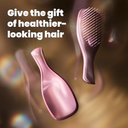 Tangle Teezer Chrome Detangler Mini Hair Brush, Straight to Curly, Pink - Image 3