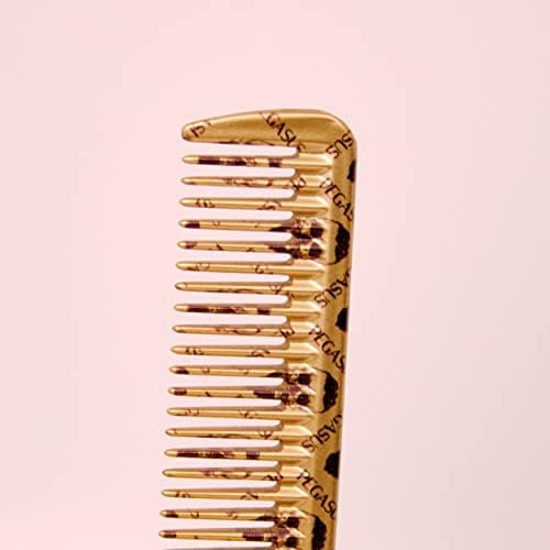 Pegasus Skulleto 202, 7in Hard Rubber Hair Detangling/Trimmer Course Tooth Comb, Seamless, Smooth Edges, Anti Static, Heat and Chemically Resistant, Everyday Grooming Comb | Peines de goma dura - Gold - Image 3
