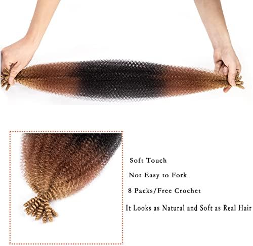 8 Packs Pre-Separated Springy Afro Twist Hair 12 Inch Pre-Fluffy Natural Curls are Perfect for Marley Crochet Hair Suitable for Black Women (1B/30/27, 12 Inch (Pack of 8)) - Image 3