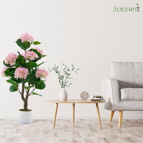 Artificial Hydrangea Tree 2 Pack, 3FT Faux Hydrangea Plant in Pot with Pink Flowers, Greenery Potted Plant for Indoor Outdoor Office Home Porch Decor, Pink - Image 4