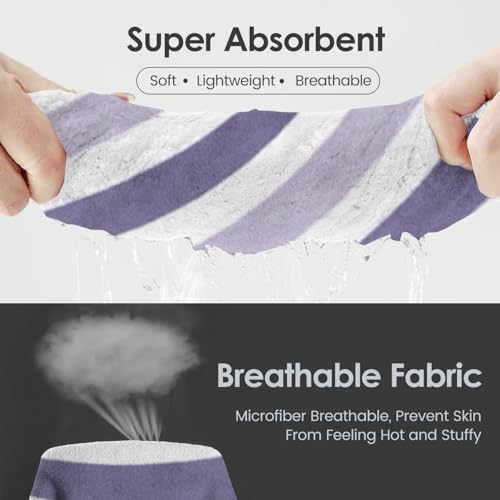 JML Microfiber Bath Towels, 2 Pack, 30" x 60", Cabana Stripe Purple - Image 4