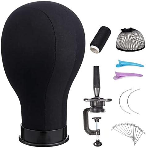 Wig Head 22Inch Canvas Block Head Wig Stand with Mannequin Head for Making Wigs Display Styling by lucicass