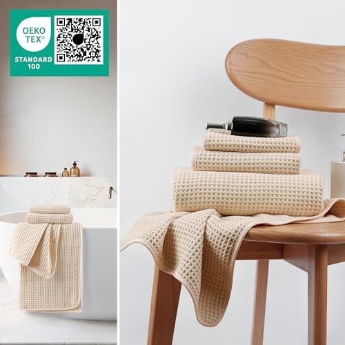 MICROFI New Microfiber Waffle Bath Towels, 3 Pieces, Oversized, Soft, Absorbent, Fast Drying, Lint Free, Includes Bath, Face and Hand Towels 430 GSM - Image 4