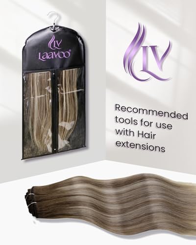LaaVoo Clip in Hair Extensions Ombre Human Hair, 18inch 5pcs 80g - Image 4