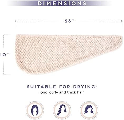 SimpleField 2 Pack Microfiber Hair Towel Wrap for Women, Anti Frizz Quick Drying Hair Turban for All Hair Style, Absorbent and Lightweight (Beige + Grey) - Image 5