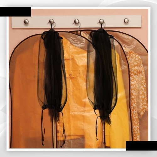 Loopeer 6 Pcs Wig Storage Bag Adjustable Wig Cover with Drawstring,Black - Image 5