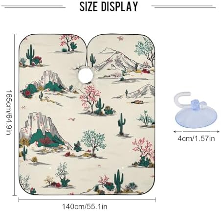 Blueangle Desert Cactus Salon Barber Cape for Men and Women Hairdressing, Waterproof Adjustable Snap Closure Apron Hair Cutting Capes for Home Use, 55x65 Inch - Image 3