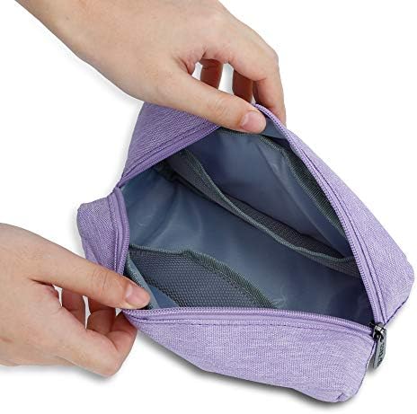 E-Tree Makeup Bag,Medium Travel Make up Pouch for Purse,Zipper Cosmetic Brush Skin Care Case for Women Man,Toiletry Bags,Tech Electronic Organizer,Small Canvas Storage for Personal Items,Purple - Image 5