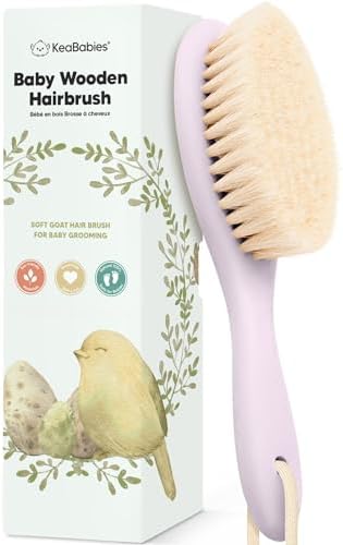 Wooden Baby Hair Brush for Toddler, Infant Cradle Cap (Thistle, Regular) by KeaBabies