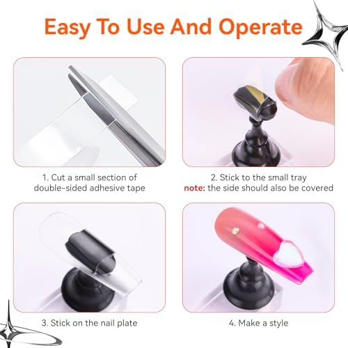 Makartt Press on Nails Stand: Black and White Nail Holder for Painting Nails, Stands for Art Display Practice, Magnetic Fake Holders with 1M Double-Sided Tape DIY Home Salon Use - Image 6