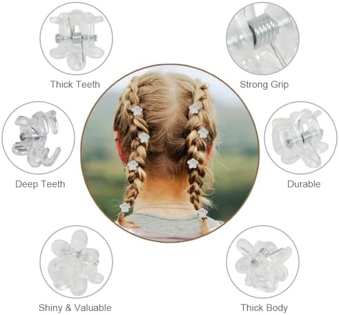 Mini Flower Hair Clip Flower Clips,Colorful Mini Hair Claw,for Women, Girls,Baby, Toddler Bangs Strong Grip Small Tiny Rainbow Hair Clips (100, white) - Image 2