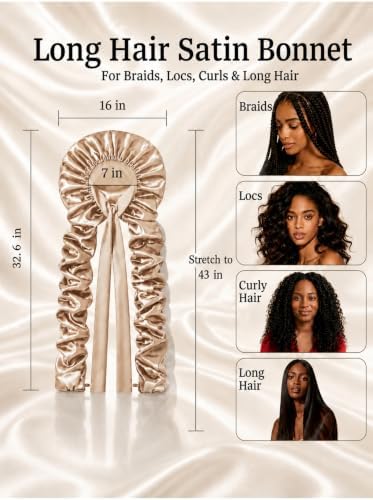 Double Layer Slik Like Satin Bonnet, 33-43" XXL Bonnet for Braids Long Hair - Image 3