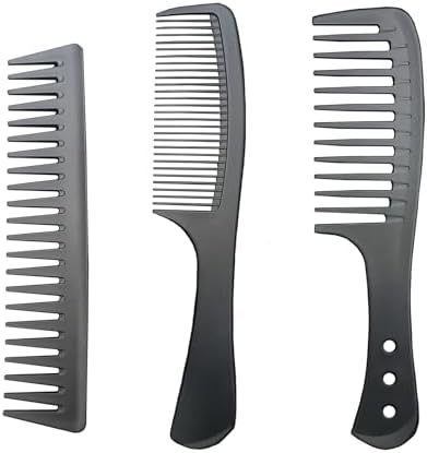 3 PCS Carbon Fiber Anti Static Comb, Heat Resistant Comb-Fine and Wide Tooth Hair Combs for Men and Women, Professional for Hair Stylist by Rabetly
