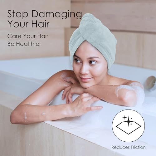 TENSTARS Hair Towel Wrap for All Hair Types, 5 Pack Microfiber Turban - Image 3
