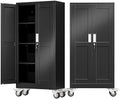 61" Metal Garage Storage Cabinet with Wheels and Locking Doors and Tall Rolling Steel Tool Cabinet with 3 Adjustable Shelves for Garage,Home,Office,Shop (Black, 61''H x 28''W x14''D) by AUEYTVR