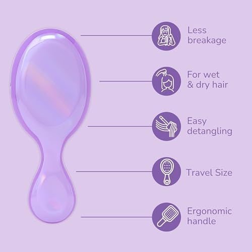 Wet Brush Mini Detangler Hair Brush for Gentle Knot Removal, Compact Travel Size, Soft Bristles for Pain-Free Detangling, Less Breakage, Works on All Hair Types, Limited Edition, Prismatic Glow Purple - Image 3
