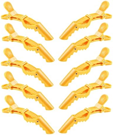 10pcs/set Multicolor Croc Clips Transparent Plastic Hairdresser Clip Hair Styling Sectioning Barrettes Professional Non Slip Alligator Clip Salon DIY Accessories Hairpins (10pcs-Yellow) - Image 4