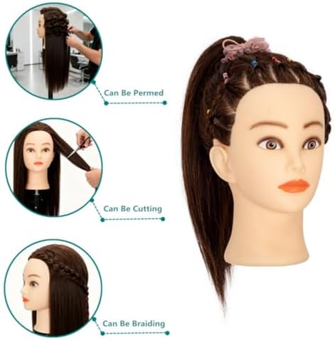 Female Mannequin Head 20inch Real Hair Fiber with Clamp Stand - Image 5