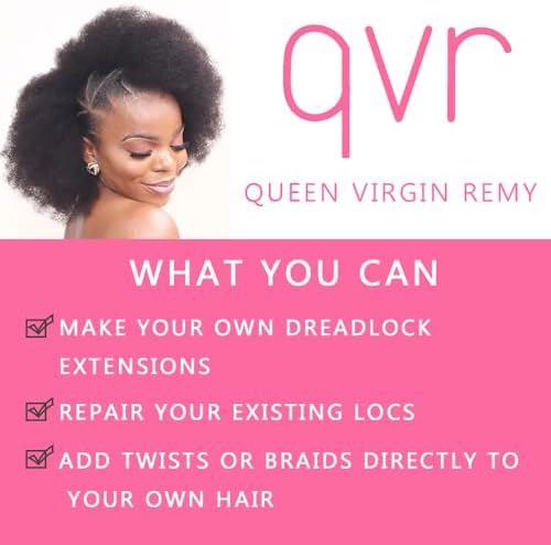 QVR Afro Kinkys Bulk Human Hair for Dreadlock Extensions Repair Locs, Twist Braiding Afro Kinky Human Hair for Locs 1 Pack 50 Gram Highlight Color - Image 6