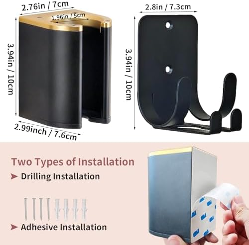 Dyson Airwrap Holder, Aluminum Curling Iron Holder Wall Mount for Dyson Airwrap/Airstraight/Shark Flex Style, Flat Iron Holder for Bathroom Storage, Black & Gold Chochoyah - Image 7