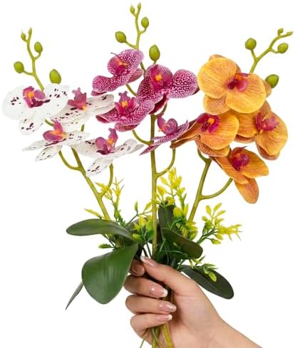 5 Pcs Reptile Plants & Habitat Decor Kit - 3 Artificial Phalaenopsis Orchid & Large 5ft Jungle Vine Branch, Terrarium Tank Decor & Climbing Accessories for Crested Gecko, Bearded Dragon - Image 2
