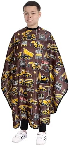 Pelocapa Hair cutting Capes for Kids Waterproof Salon Capes Shampoo Capes for Boys Girls Children - 39"× 51" (Construction Vehicle) by Pelocapa