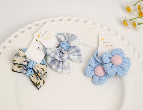 10 pairs Hair Ties With Bows 1.2 Inch Small, Ponytail Holders Pigtails Elastic Bands Hair Accessories For [Toddler] Kids [Baby] [Girl]s (Set-D) - Image 5