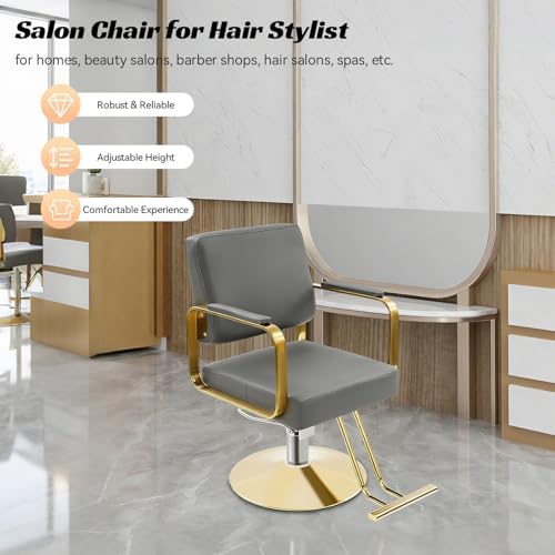 Barber Salon Chair for Hair Stylist w/Hydraulic Pump,360°Swivel - Image 4