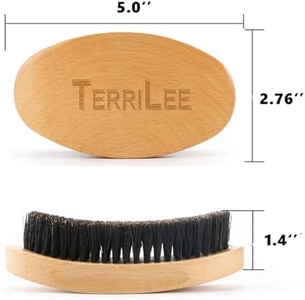 Premium Hard Palm Curved Wave Brush - Medium Hard Brush with Beech and Black Mix Bristles for Men's Hair Styling (Wood Color 2) - Image 3