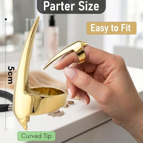 My Hair Tools Hair Parting & Sectioning Ring – Stainless Steel Finger Braiding Pick Tool for Dreadlocks, Wigs, Weaves, Hair Extensions – Quick Install Styling Tool for Salon & Home Use (Gold) - Image 3
