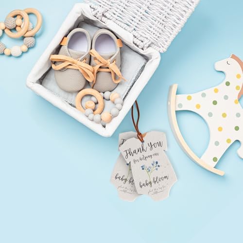 5 Blue Onesie-Shaped Gift Wrap Tags with Wildflower Seeds - Image 4