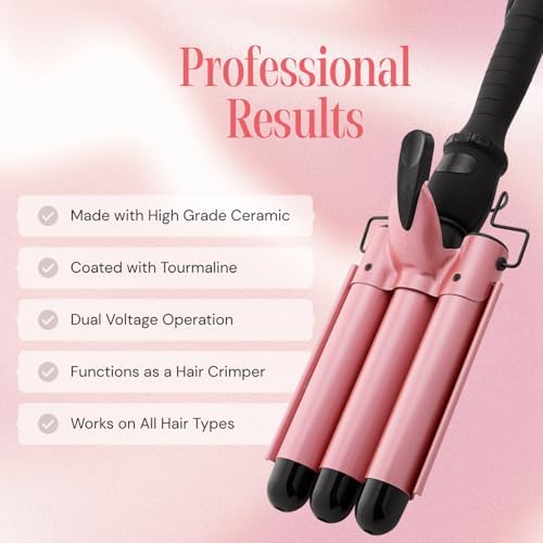 Alure Three Barrel Curling Iron Wand, 1 Inch Ceramic Tourmaline Hair Waver - Image 4