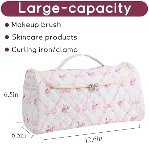 GISMTR Quilted Hair Tools Travel Case, Cotton Portable Storage Bag with Hanging Hook for Hair Curler Accessories, Cute Dustproof Travel Organizer - Image 2